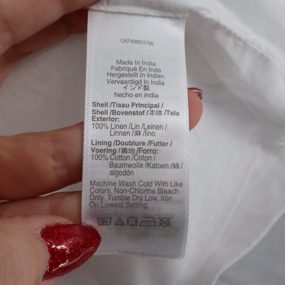 Madewell Cutaway Vest Womens 0 White Linen Scoop Neck Welt Pocket Button Front - Picture 4 of 6